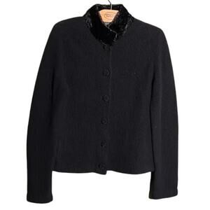 Ralph Lauren Petite Cardigan PM Black Fur Collar